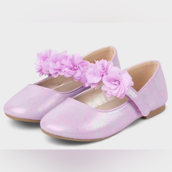Gymboree Girls Floral Ballet Flats Lavender Fields flowers Purple sz 12 - Picture 1 of 7